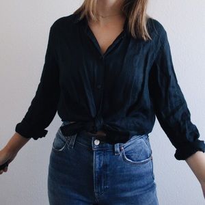 black button down top